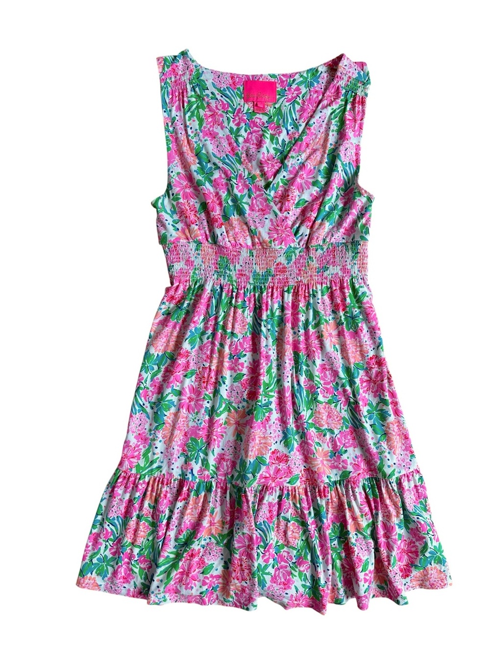 Lilly Pulitzer White Pink and Green Floral Sleeveless Mini Dress
